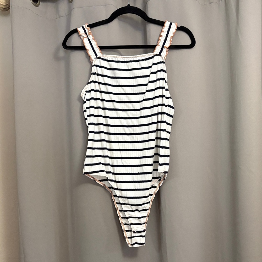NWT Hem & Thread Black and White Striped Bodysuit